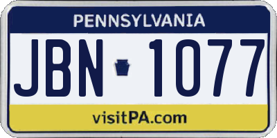 PA license plate JBN1077