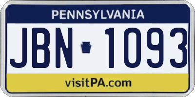 PA license plate JBN1093