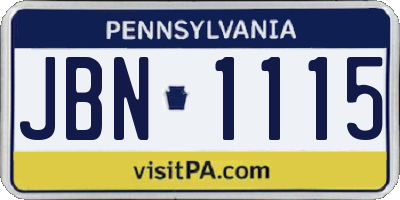 PA license plate JBN1115
