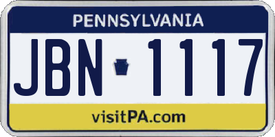 PA license plate JBN1117