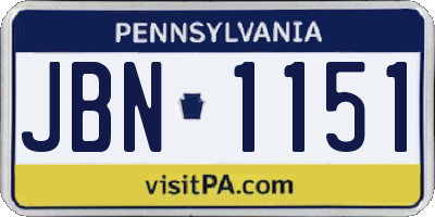 PA license plate JBN1151