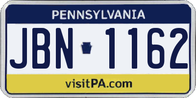 PA license plate JBN1162