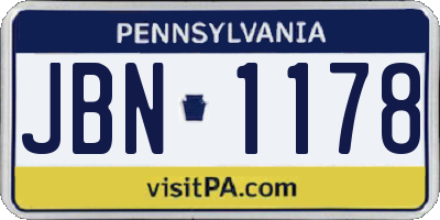 PA license plate JBN1178