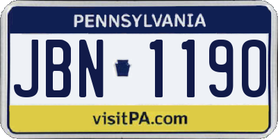 PA license plate JBN1190