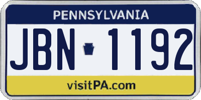 PA license plate JBN1192