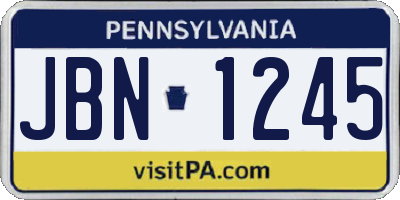 PA license plate JBN1245