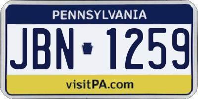 PA license plate JBN1259