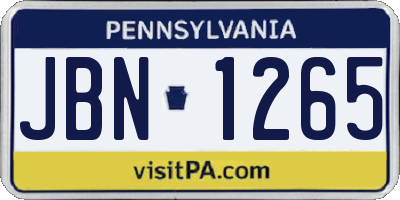 PA license plate JBN1265