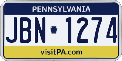 PA license plate JBN1274