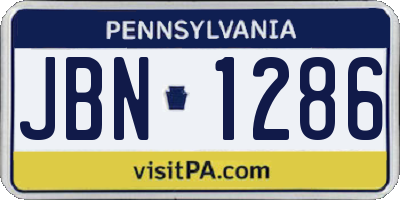 PA license plate JBN1286