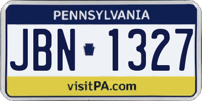 PA license plate JBN1327