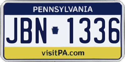 PA license plate JBN1336