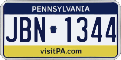 PA license plate JBN1344