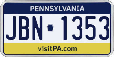 PA license plate JBN1353