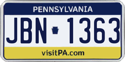 PA license plate JBN1363