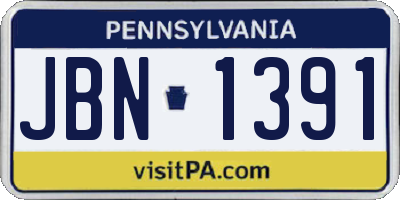 PA license plate JBN1391