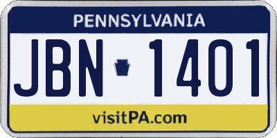 PA license plate JBN1401