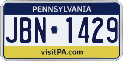 PA license plate JBN1429