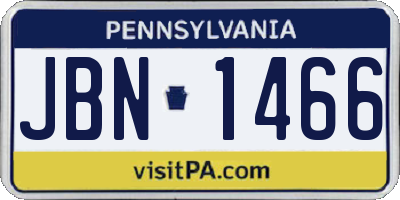 PA license plate JBN1466