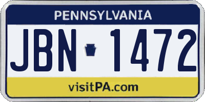 PA license plate JBN1472
