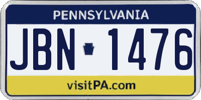 PA license plate JBN1476