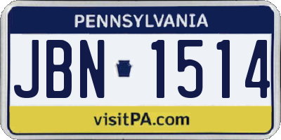 PA license plate JBN1514