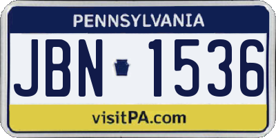 PA license plate JBN1536