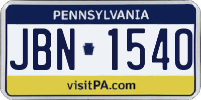 PA license plate JBN1540