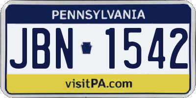 PA license plate JBN1542