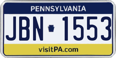 PA license plate JBN1553