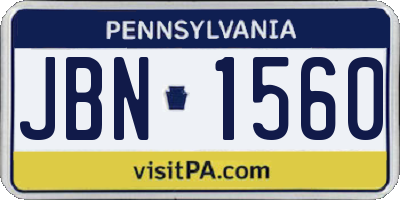 PA license plate JBN1560