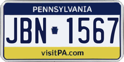 PA license plate JBN1567