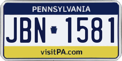PA license plate JBN1581