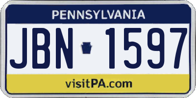 PA license plate JBN1597