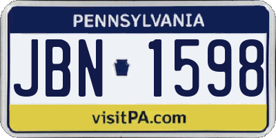 PA license plate JBN1598