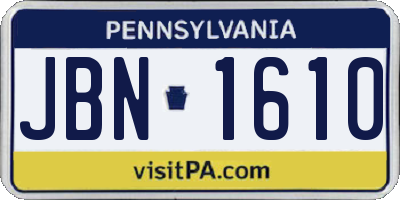PA license plate JBN1610