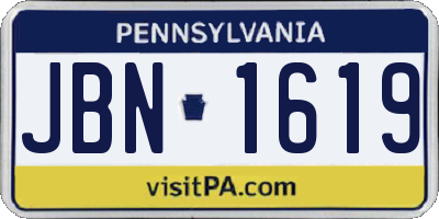 PA license plate JBN1619