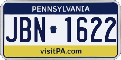 PA license plate JBN1622
