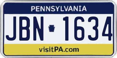 PA license plate JBN1634