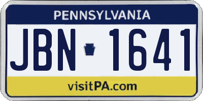 PA license plate JBN1641