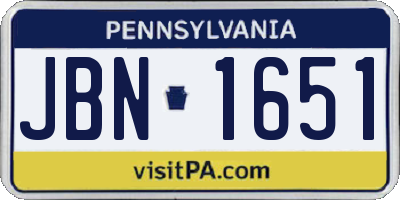 PA license plate JBN1651