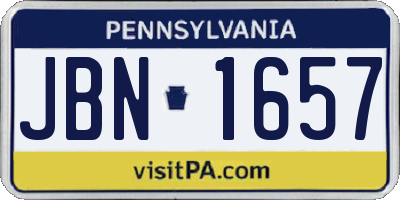 PA license plate JBN1657