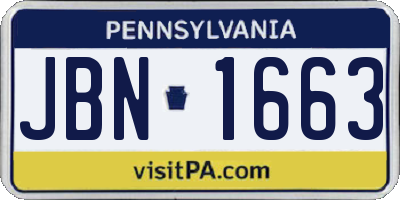 PA license plate JBN1663