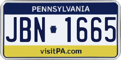 PA license plate JBN1665
