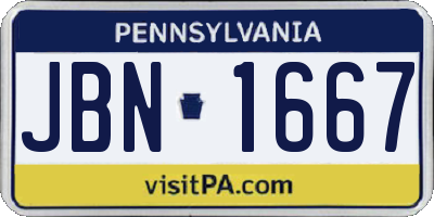 PA license plate JBN1667