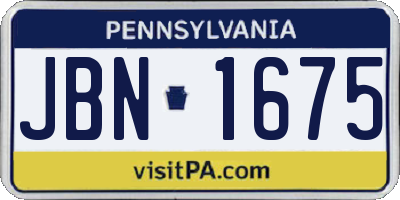 PA license plate JBN1675