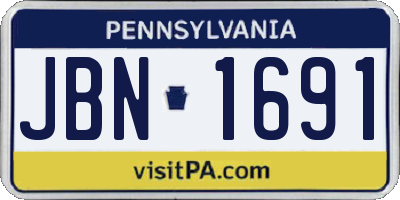 PA license plate JBN1691