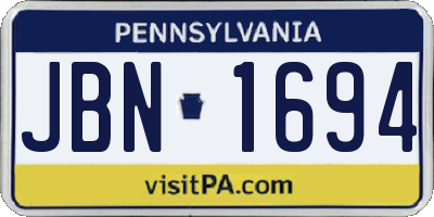 PA license plate JBN1694