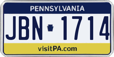 PA license plate JBN1714
