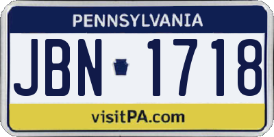 PA license plate JBN1718